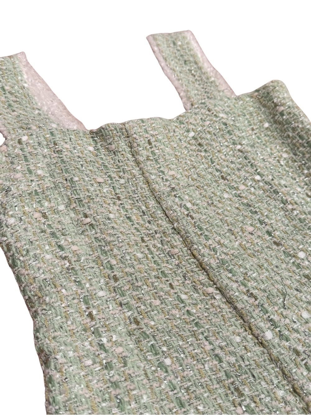 Maje Rinova Green Tweed Mini Dress Size 36 US 2-4 Mint Green Metallic Boucle - Picture 7 of 15
